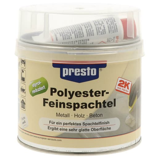 prestoflex Polyester-Feinspachtel 601235 mit Härter, weiß