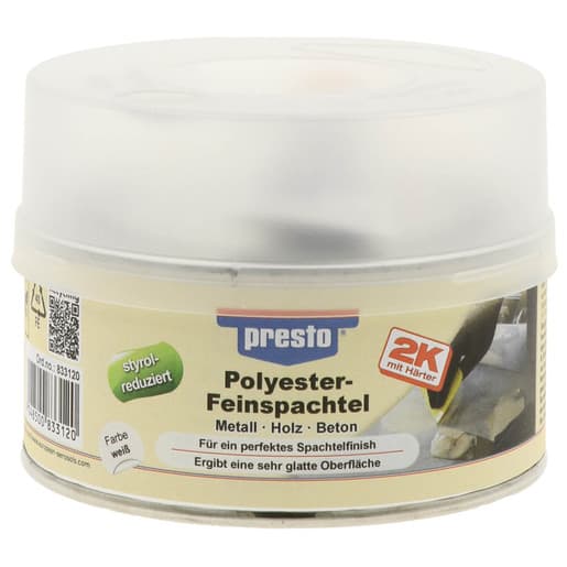 prestoflex Polyester-Feinspachtel 833120 mit Härter, weiß