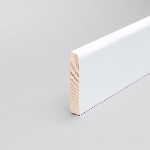 MPlus Holzleiste 2030 MP3340 10×58 Kiefer weiss la RAL9016 rund slim