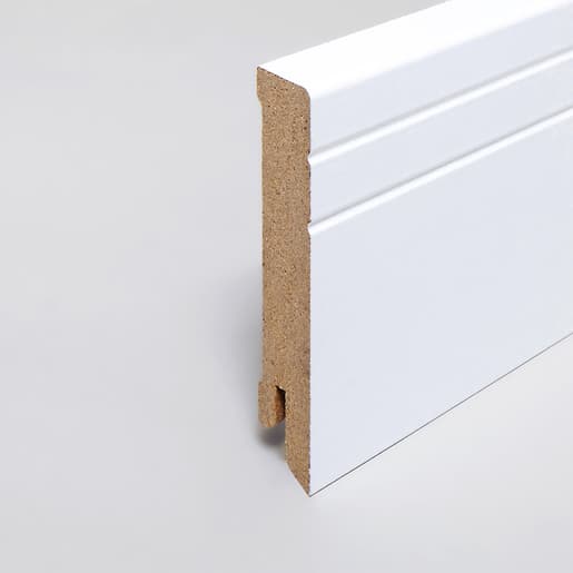 MPlus Holzleiste 2030 MP5482 16×80 MDF weiss uni Fol RAL9016 gerillt