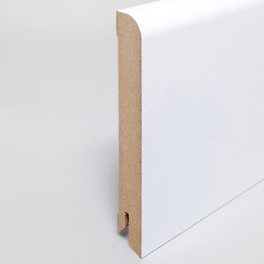 MPlus Holzleiste 2030 MP5492 18×120 MDF weiss uni Fol RAL9016 rund