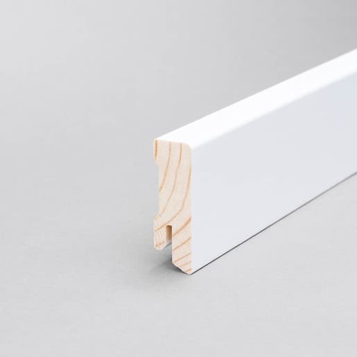 MPlus Holzleiste Objekt 2030 MP337 16×40 Kiefer weiss lackiert RAL 9016
