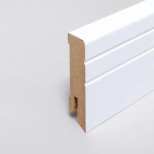 MPlus Holzleiste 2030 MP5481 16×58 MDF weiss uni Fol RAL9016 gerillt